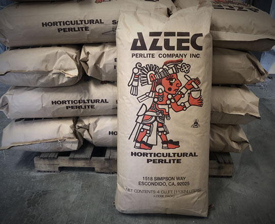 Palette of Aztec Perlite Premium Horticultural Perlite ready to ship in logo paper bags