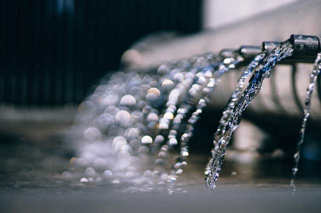 Filtered water coming out of pipes